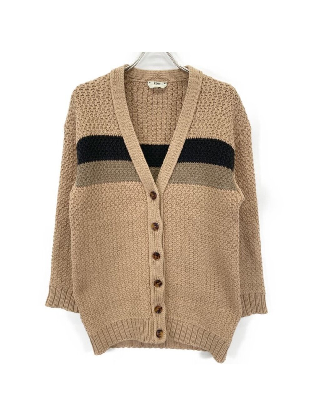 Fendi Brown Back Logo Knit Cardigan 36